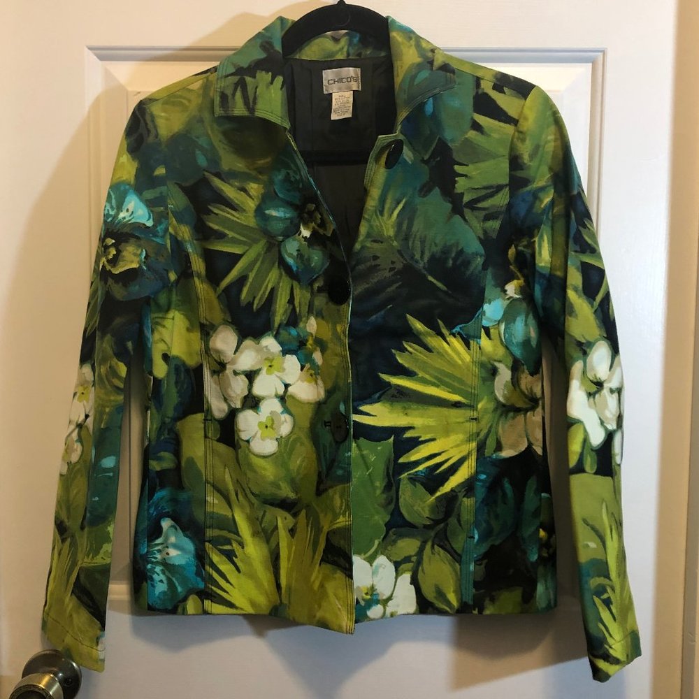 Chico's Spring Lined Floral Blazer Size 0 (XS/4)